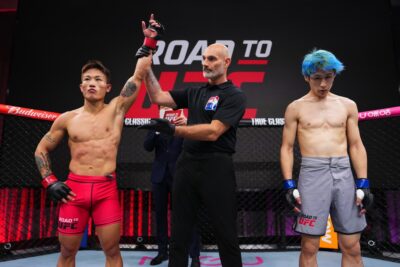 【Road to UFC S04 Ep01】吉田開威、距離をキープしきれず。シュアイの左を被弾してTKO負け 【Road to UFC S04 Ep01】吉田開威、距離をキープしきれず。シュアイの左を被弾してTKO負け