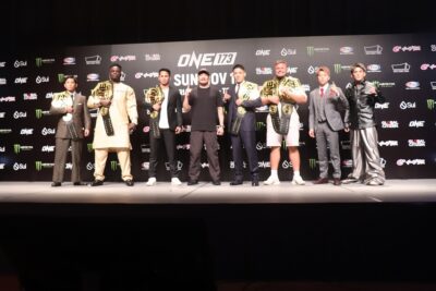 【ONE173】スーパーボン×野杁、ログログ×マレキンの再戦が決定。会見には若松、武尊、与座も出席 【ONE173】スーパーボン×野杁、ログログ×マレキンの再戦が決定。会見には若松、武尊、与座も出席