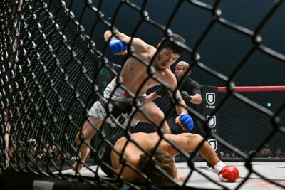 【Pancrase355】フェザー級転向も打撃の威力は変わらず。ウルルがISAOを跳びヒザ→右フックで沈める 【Pancrase355】フェザー級転向も打撃の威力は変わらず。ウルルがISAOを跳びヒザ→右フックで沈める