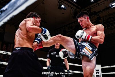 【RISE191】大﨑孔稀、左フック・右ボディ＆三日月蹴りを効かせてキャルービーに判定勝利