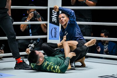 【ONE FN38】マウントまで奪取したベイビーシャーク。終了間際に米倉の足関節を防ぎベルト防衛