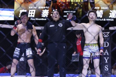 【DEEP131】Wノックダウンあり、全局面でノンストップで勝負した両者。小崎が窪田に競り勝って判定勝ち
