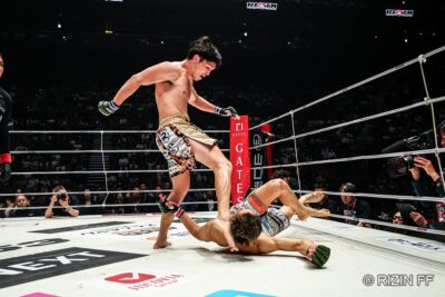 【RIZIN53】宇佐美正パトリックが雑賀ヤン坊達也の右アッパーに左を打ち抜き、サッカーボールキックでKO