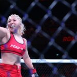 【Road to UFC S05 OR#02】アネリャのヒザ十字を潰した万智がパウンドアウトで準決勝進出!!