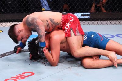 【UFN276】細かい左ジャブ、強烈な左フックから猛攻撃。ソパイが流血のクアンバをRNCでフィニッシュ