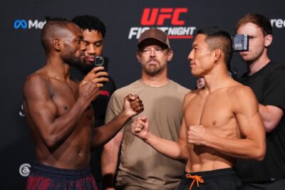 【UFN279】計量終了　まさに嵐の前の凪。堀口恭司、マネル・ケイプ、揃って笑みをたたえ握手