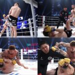 【KNOCK OUT65】試合時間わずか8秒。草MAXの左ミドルに、木村が左フックを合わせてKO勝ち