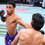 【UFN286】開始早々にカーフを効かせたリマ。パンチを振るうナムスライを、最終回にギロチンで仕留める