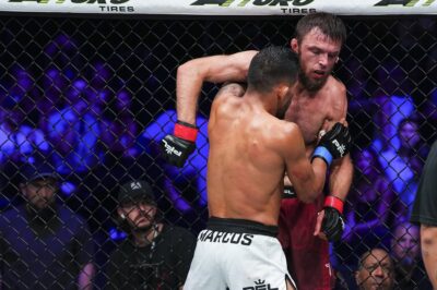 【PFL2026#13】左肩負傷のマゴメドフ。セコンドがタオル投入でUFCから移籍のダニエル・マルコスに下る